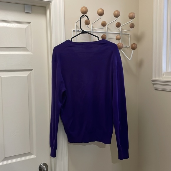 RALPH Lauren - Classic Dark Academia V-Neck 100% Pima Cotton - Purple - Medium - Picture 3 of 10